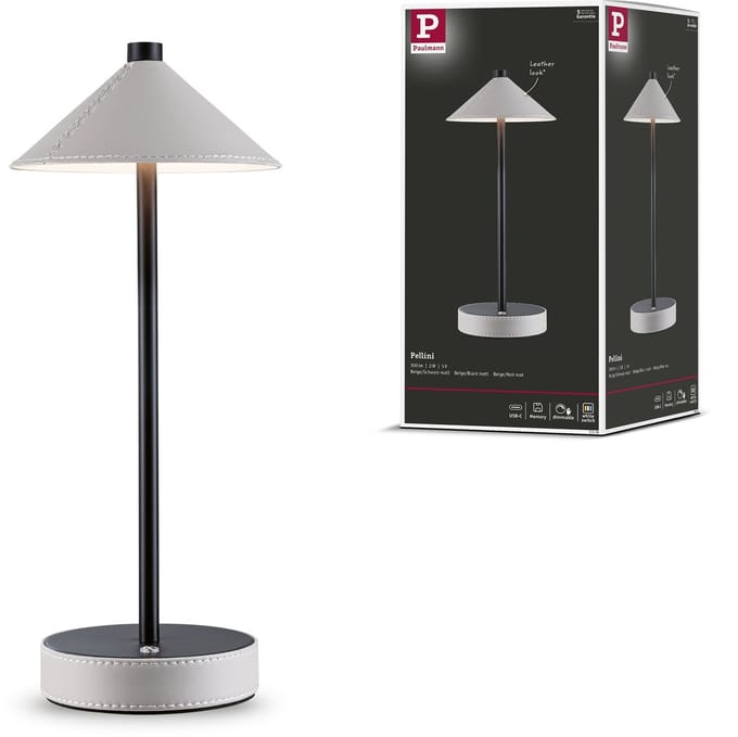 Paulmann Pellini 71176 Tafellamp met accu LED 2 W Zwart (mat), Beige