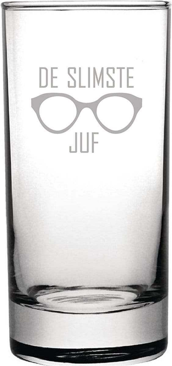 Gegraveerde longdrinkglas 28,5cl De slimste Juf