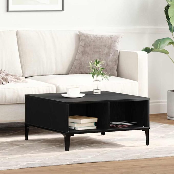 vidaXL - Salontafel - Zwart - Eiken - 60 - x - 60 - x - 30 - cm