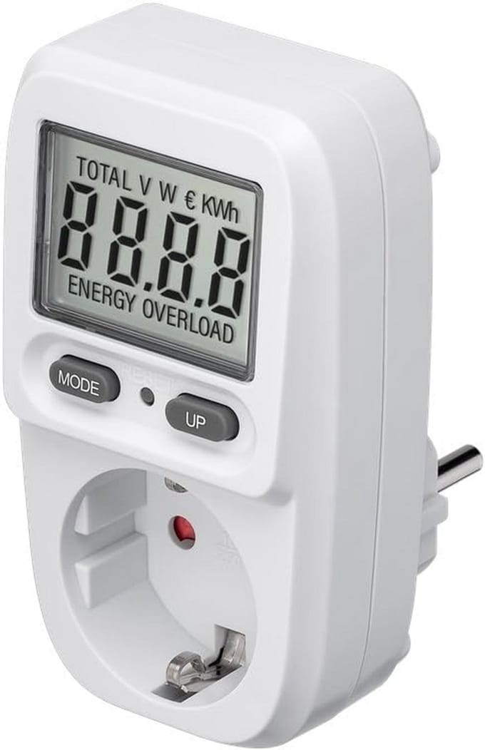 Stroommeter Stopcontact - Energiekostenmeter Verbruiksmeter - Energie Besparen - 5 Weergavemodi - 05 W - 3680 W - Wit