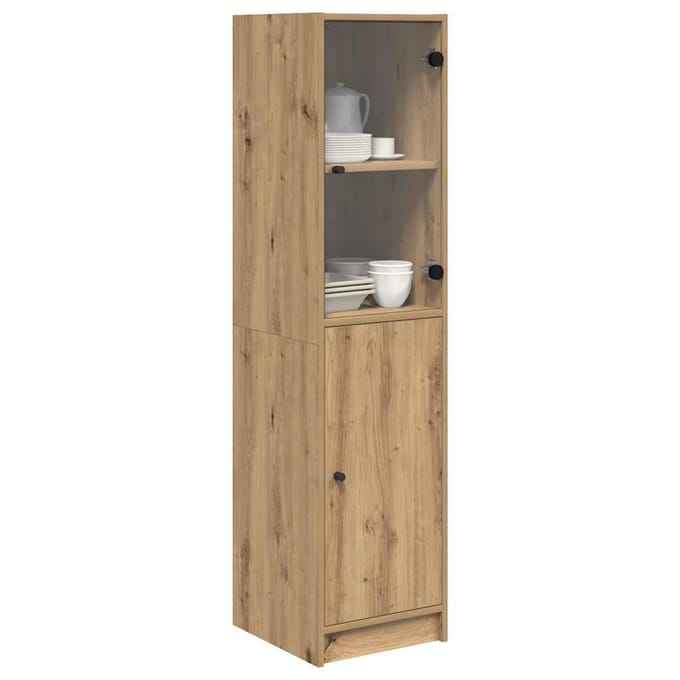 vidaXL - Highboard - Artisan - Eiken - 35 - x - 37 - x - 142 - cm - Bewerkt - hout