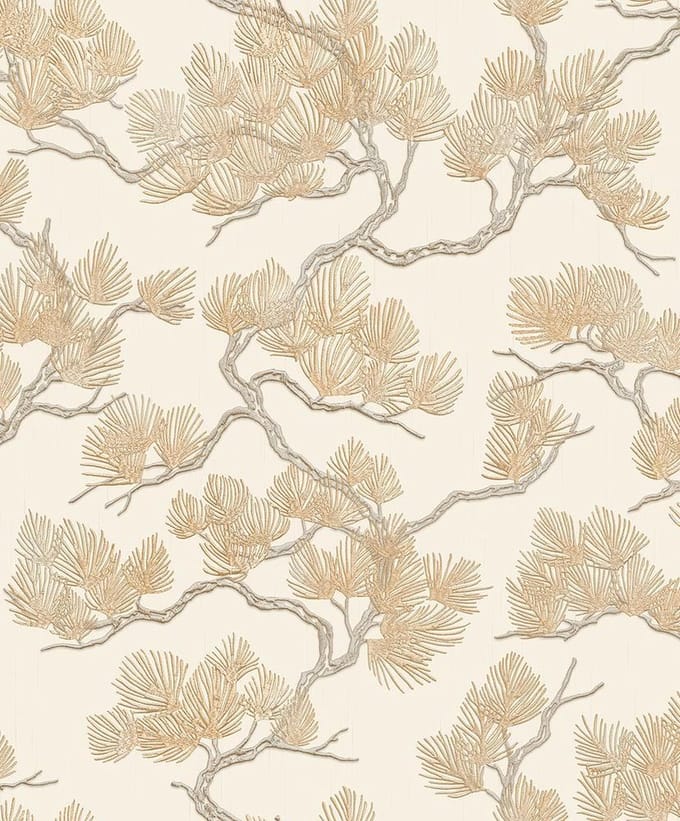 DUTCH WALLCOVERINGS Behang Pine Tree crèmekleurig