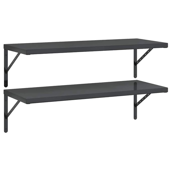 vidaXL - Wandschappen - 2 - st - 100x40 - cm - roestvrijstaal - zwart