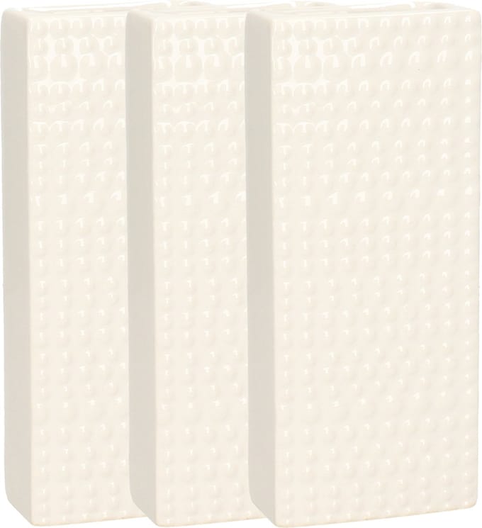 Gerimport Waterverdamper - 3x - creme wit - keramiek - 400 ml - radiatorbak luchtbevochtiger - 7,4 x 17,7 cm
