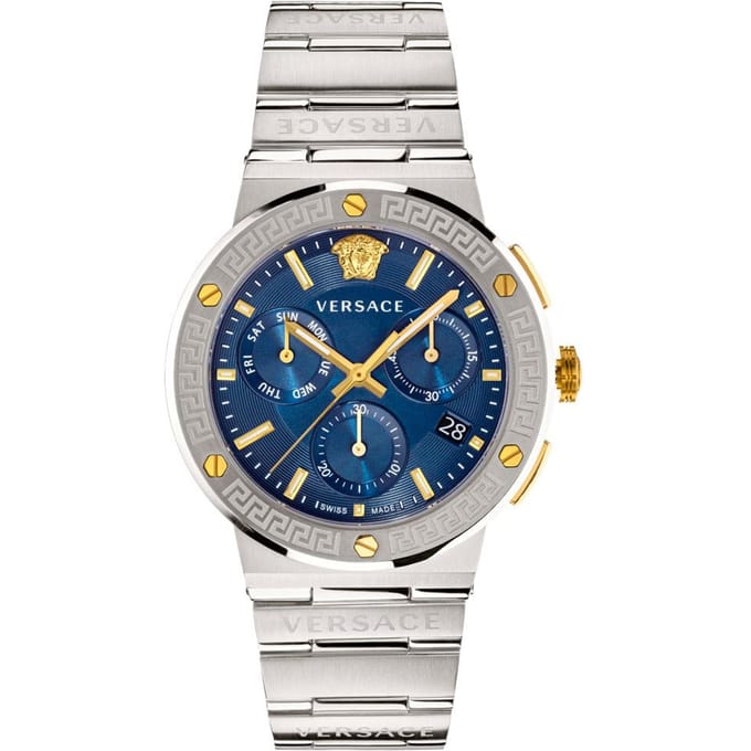 Versace VEZ900221 Blauw 43 mm Greca Logo Herenhorloge gray