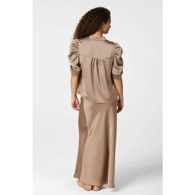 Regular fit blouse van satijn met pofmouwen model 'Roella'