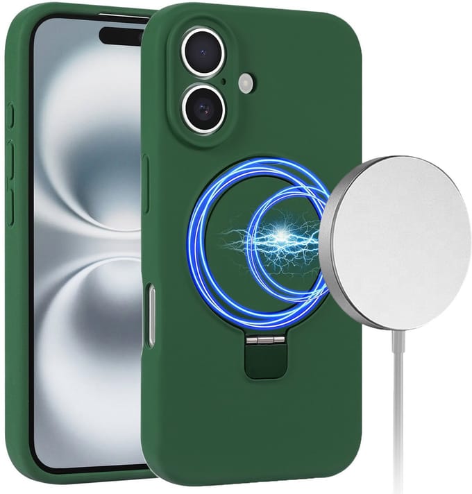 Telefoonhoesje geschikt voor iPhone 17 Hoesje Groen - MagSafe Compatible - Solidenz Kickstand Case - Shockproof Backcover
