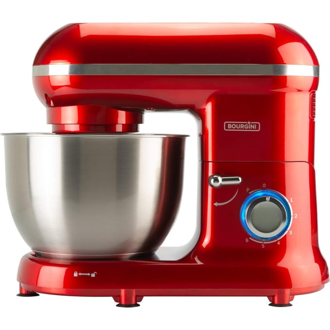 Bourgini Classic Kitchen Chef Keukenmachine - 4.5L Mengkom - Keukenmixer - Keukenrobot - 1300W- Rood