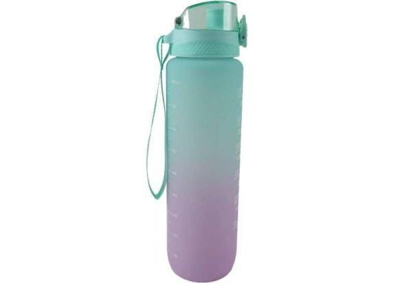 Motiverende waterfles 1000ml Green/Purple Drinkflessen