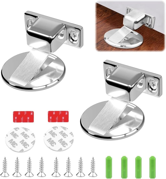 Set van 2 Magnetische Deurstoppers - Onzichtbare en Stabiele Deurstoppers met Lijm en Schroeven voor Veiligheid en Gemak