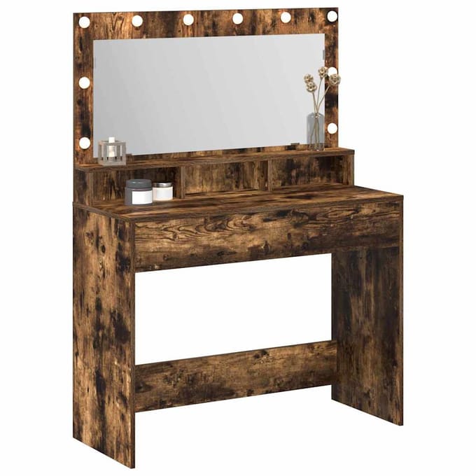 vidaXL - Kaptafel - Rook - Eiken - 100 - x - 41 - x - 135 - cm - Bewerkt - hout
