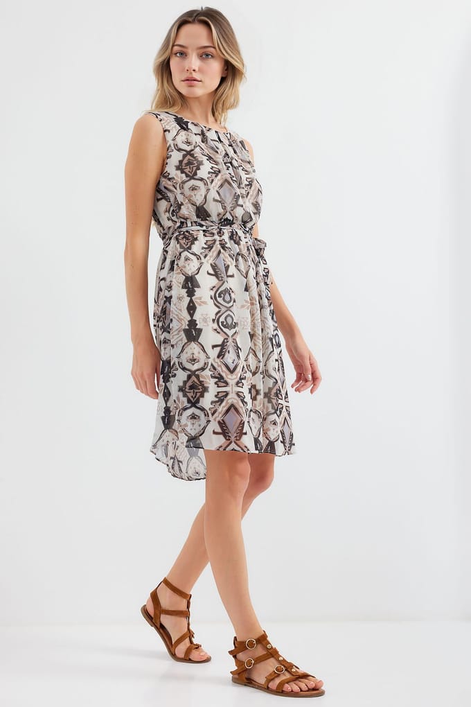 Mini-jurk met striksluiting en strikdetail