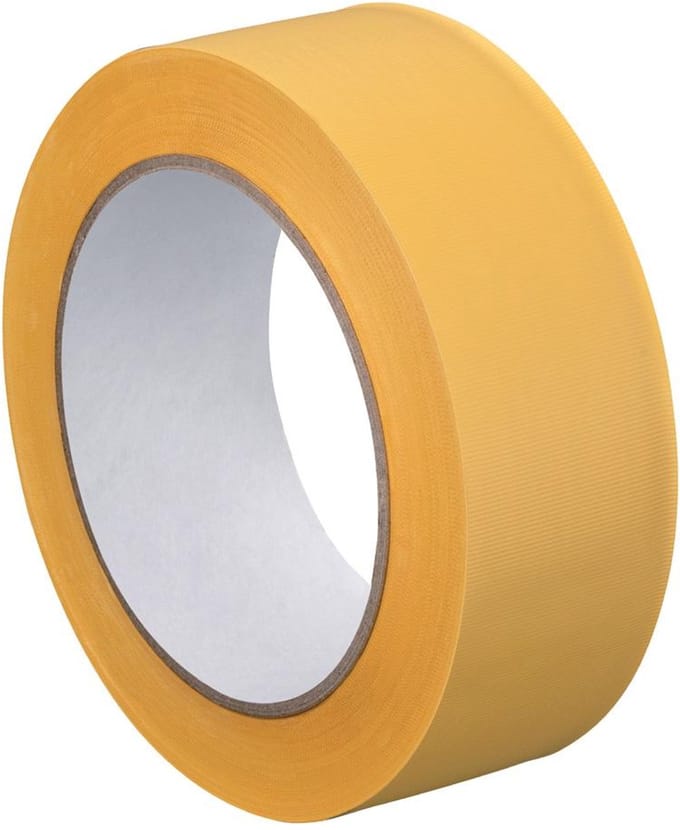 WESTEX Afplaktape PVC dwarsgeprofileerd, 38 mm x 33 m, geel