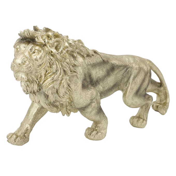 Leeuwenbeeld Figurine Moderne Kunst Sculptuur Handgemaakt Polyresin Dierenbeeld voor Kantoor Huisdecoratie beige