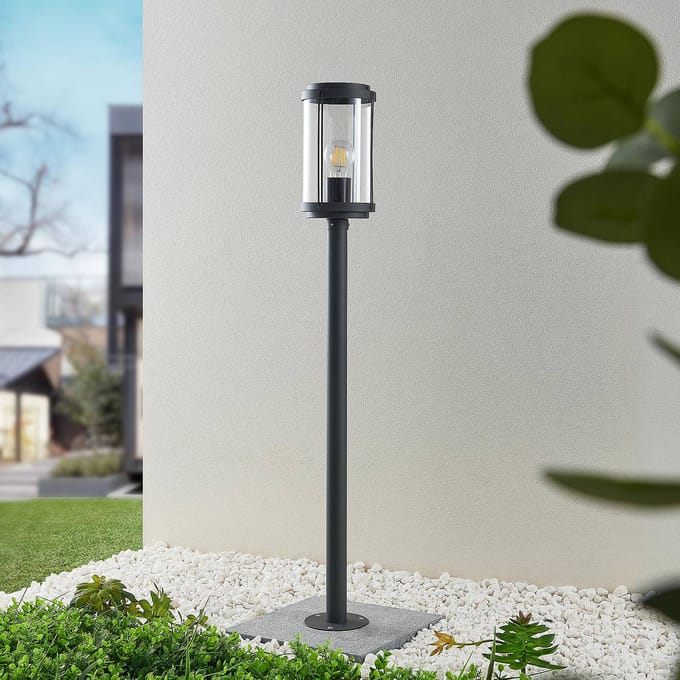 Lindby - Tuinpad verlichting - 1licht - Aluminium, polycarbonaat - H: 100 cm - E27 - donkergrijs, helder