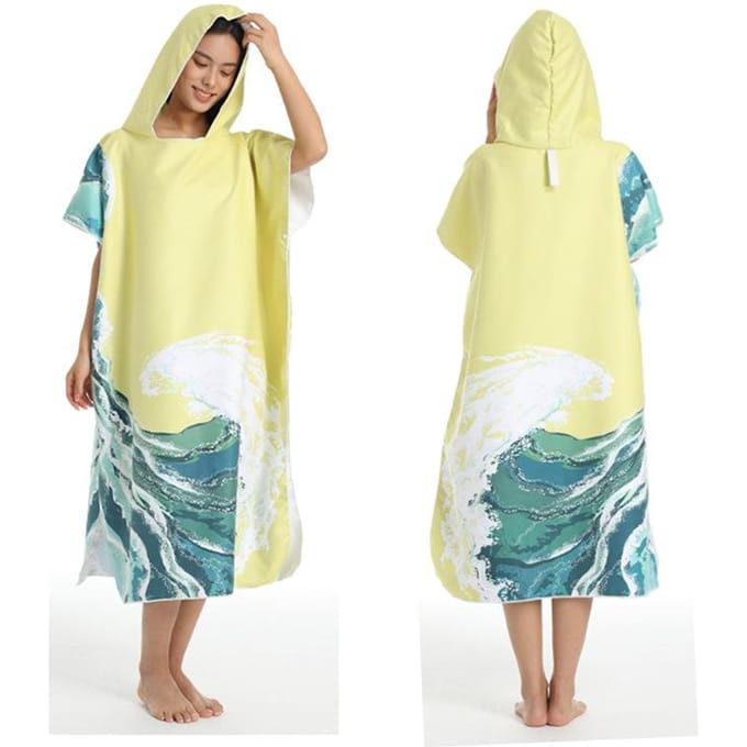 Poncho de Surf Serviette Microfibre Poncho de Surf à Capuche Robe de Bain pour se Changer Séchage Rapide Serviette de Plage Piscine avec Capuche Combinaison Néoprène 110X80cm