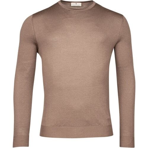Thomas Maine Trui Merino Crew Neck Single Knit Taupe / male