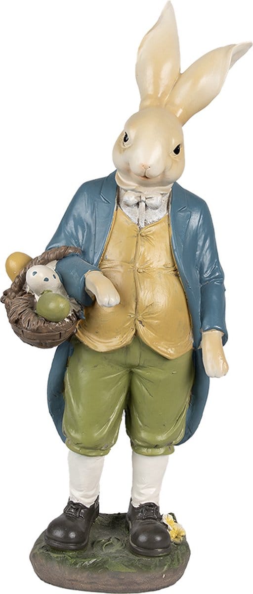 Clayre & Eef Beeld Konijn 38 cm Bruin Blauw Polyresin