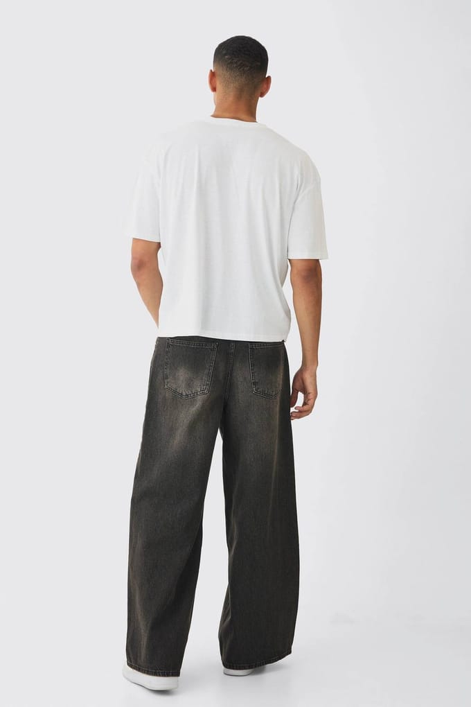 Oversized Boxy Homme Magazine Graphic T-Shirt | White | Size Medium