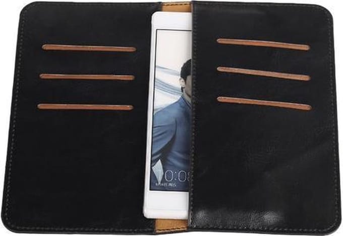 Zwart Pull-up Medium Pu portemonnee wallet voor Huawei