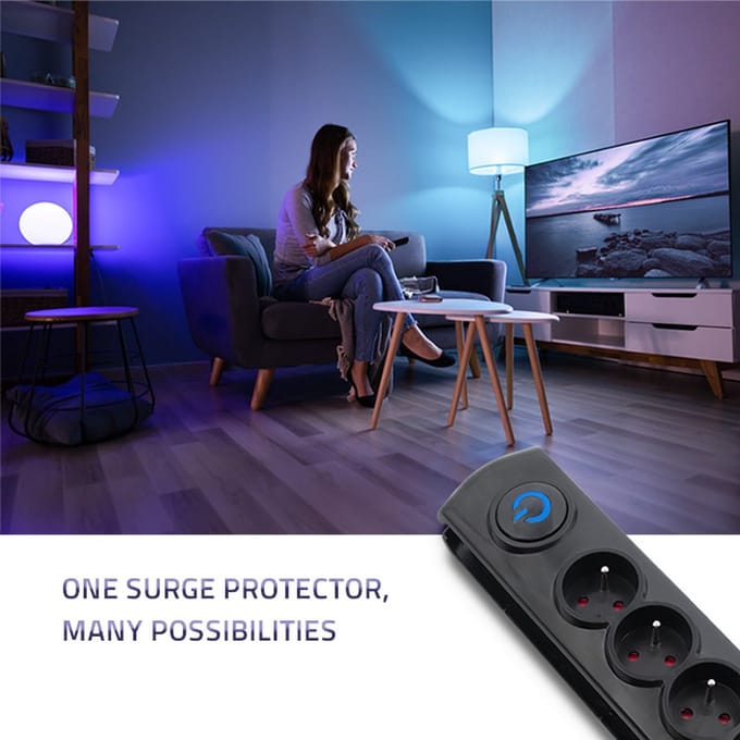Qoltec - Stekkerdoos Antisurge - 8 Stopcontacten - 1.8m - Zwart