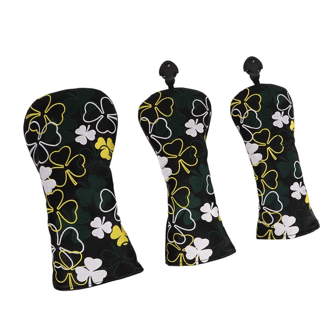 3 STuks Golf Headcover voor Fairway Woods Driver Hybriden PU Waterdichte Golfclub Headcover met Vier black