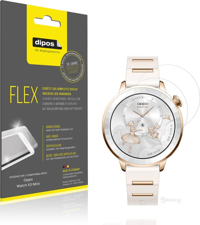 dipos – 2x Beschermfolie geschikt voor Oppo Watch X3 Mini | 3D Full Cover Screenprotector | 100% Passend