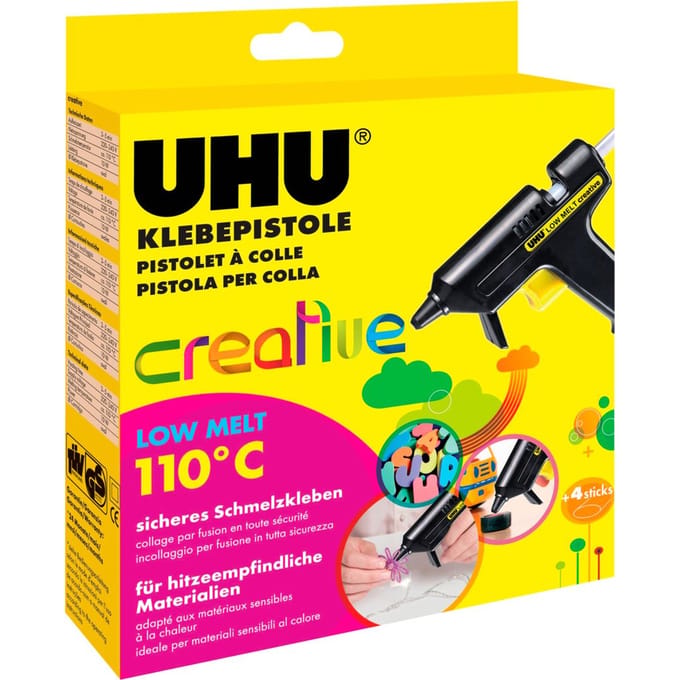 Hete lijmpistool UHU Creative LOW MELT 110 °C, incl. 4 lijmpatronen, 10 W