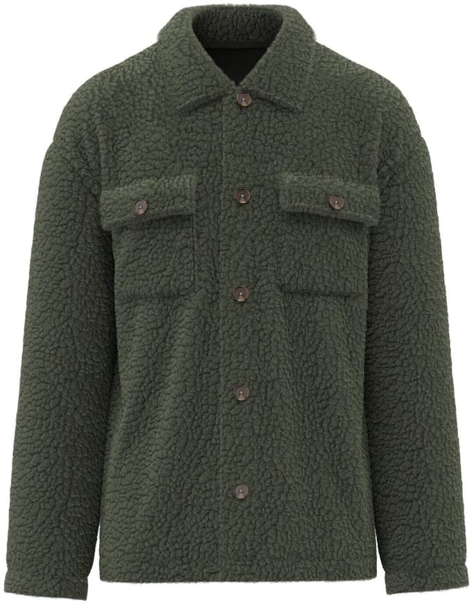 Spasso Uniseks sherpa-overshirt met afhangende schouders SP508 - Forest Khaki - M