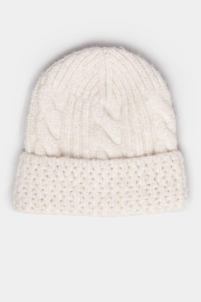 Yours Naturelbruine Kabelgebreide Beaniemutssize One Size