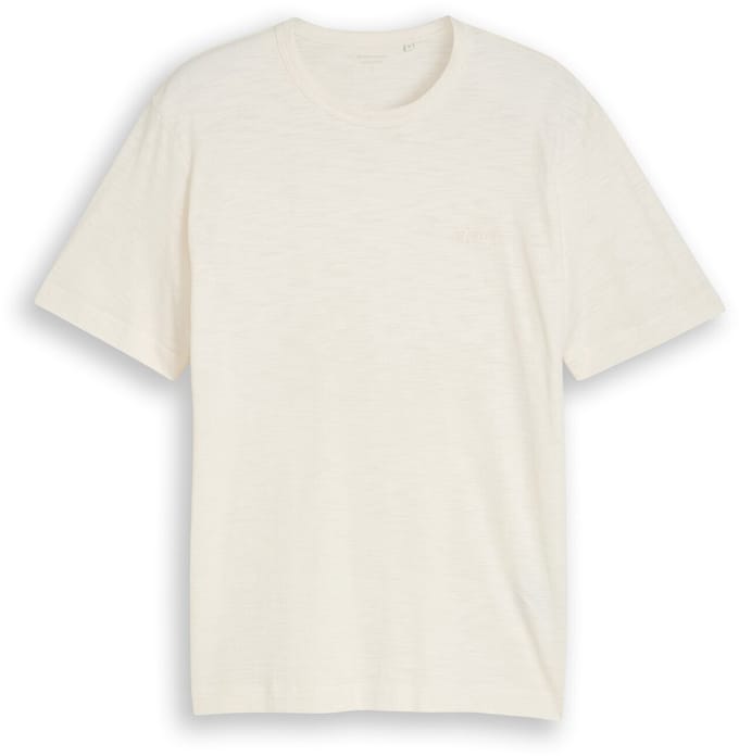 Tom Tailor - T-shirt in gemêleerde look - Maat M - Gardenia White