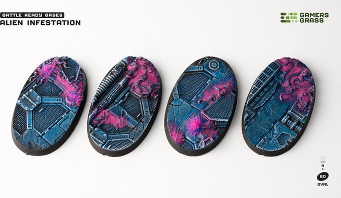 Alien Infestation Bases Pre-Painted (4x 60mm Oval )