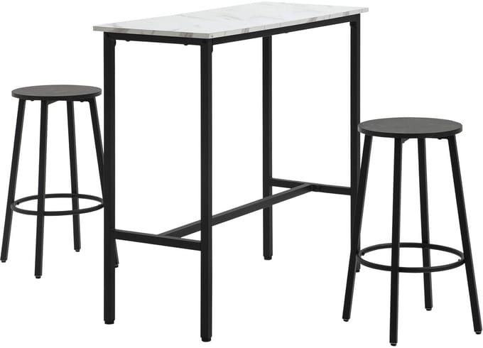 HOMCOM - Barset - 1 tafel met 2 barkrukken - verstelbare poten