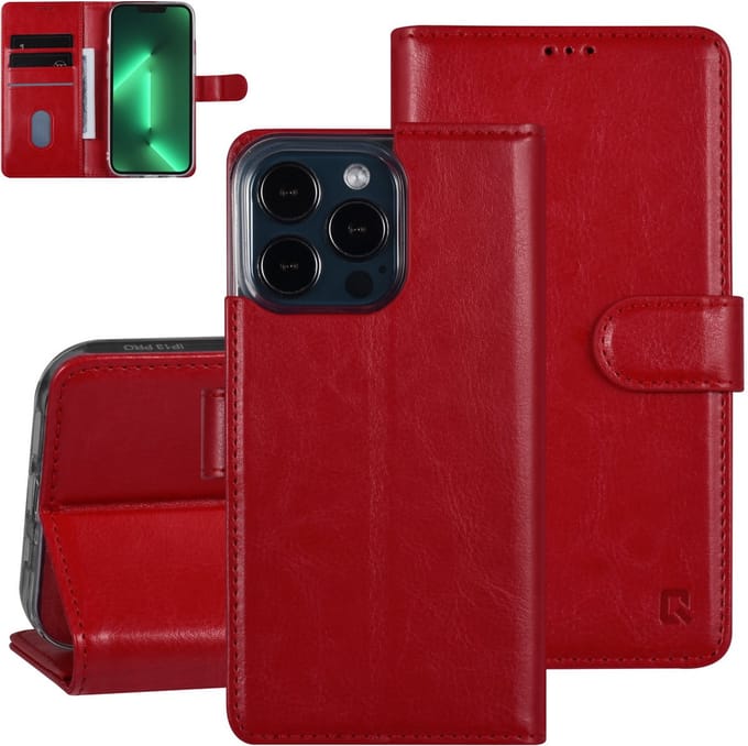 UNIQ Accessory Apple iPhone 13 Pro Book Case Telefoonhoesje - Rood PU Leer - Bescherming & Stijl