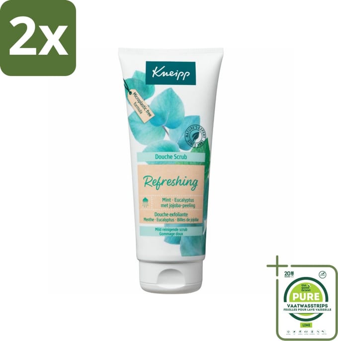 Kneipp - Douche scrub - Refreshing - Mint & Eucalyptus - 200 ml - Voordeelverpakking - 2 stuks - Douche scrub - Verfrissende douche