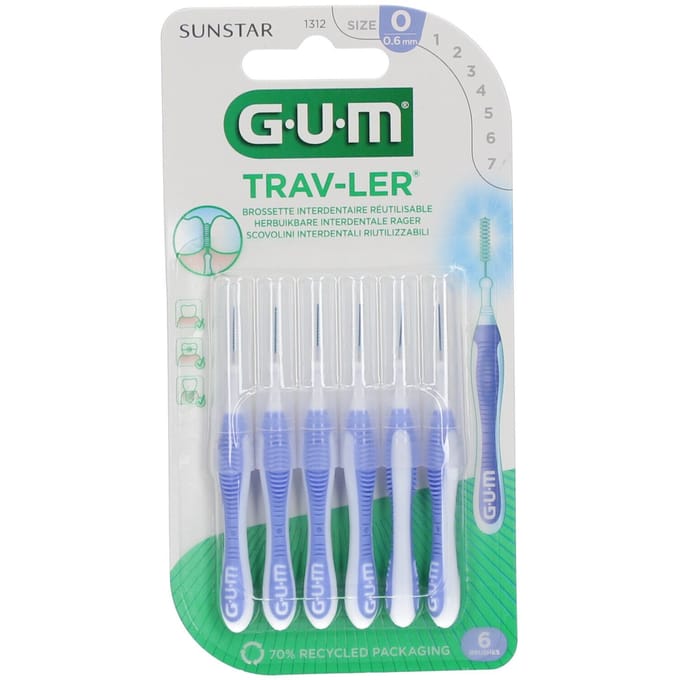 GUM® TRAV-LER® rager 0.6 mm 6 Tandenborstel