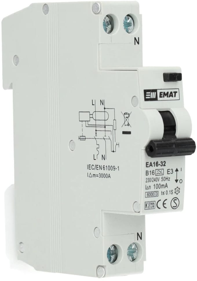 EMAT aardlekautomaat B16 1P+N 100mA Type A (85006012)