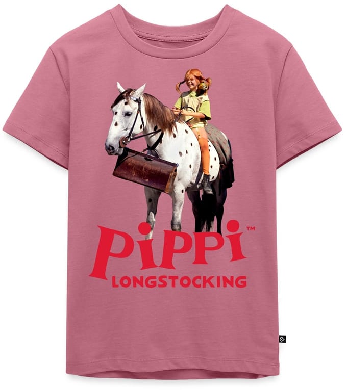 Pippi Longstocking Pippi Rijdt Op Kleine Witte Premium T Shirt Kinderen
