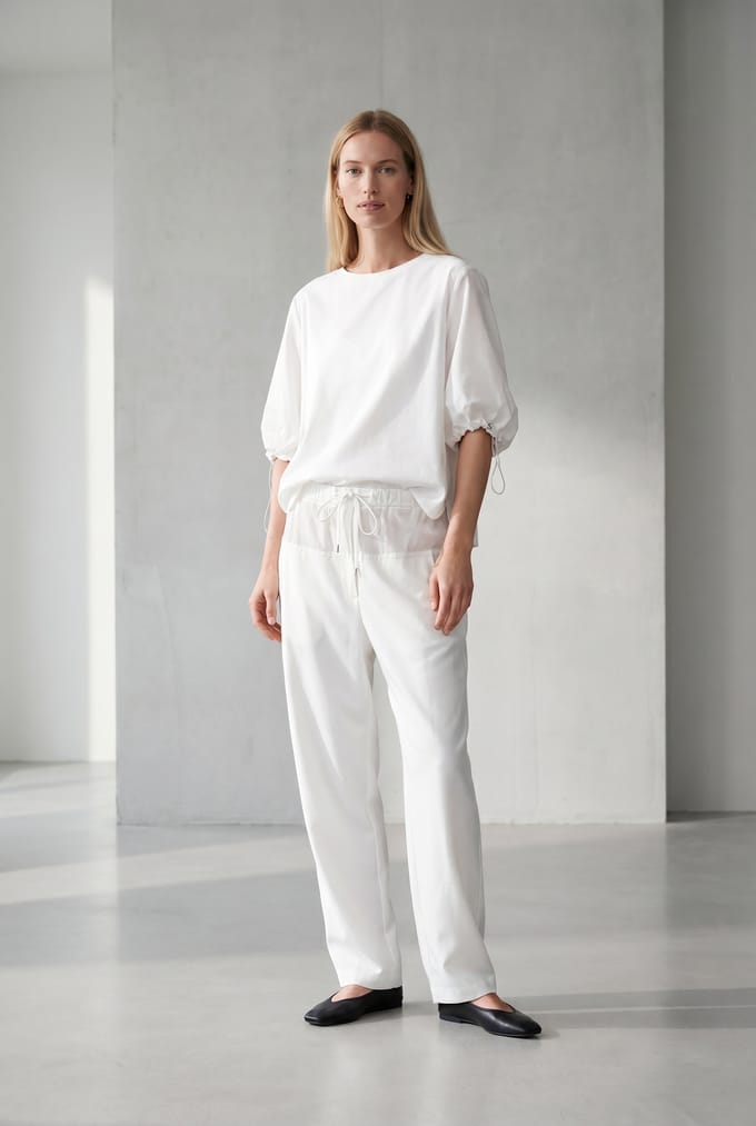 Pamela jersey/taffeta mix blouse | Off White - Off White / S