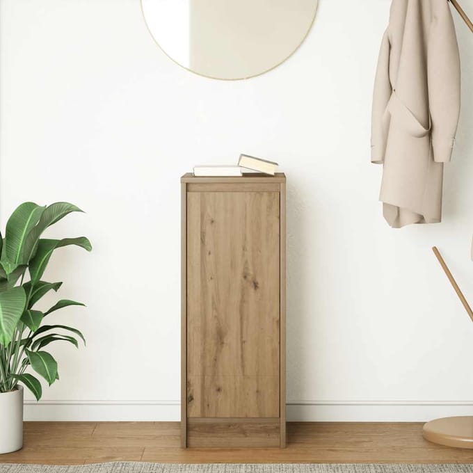 vidaXL - Dressoir - 29,5x34x76 - cm - bewerkt - hout - artisanaal - eikenkleur