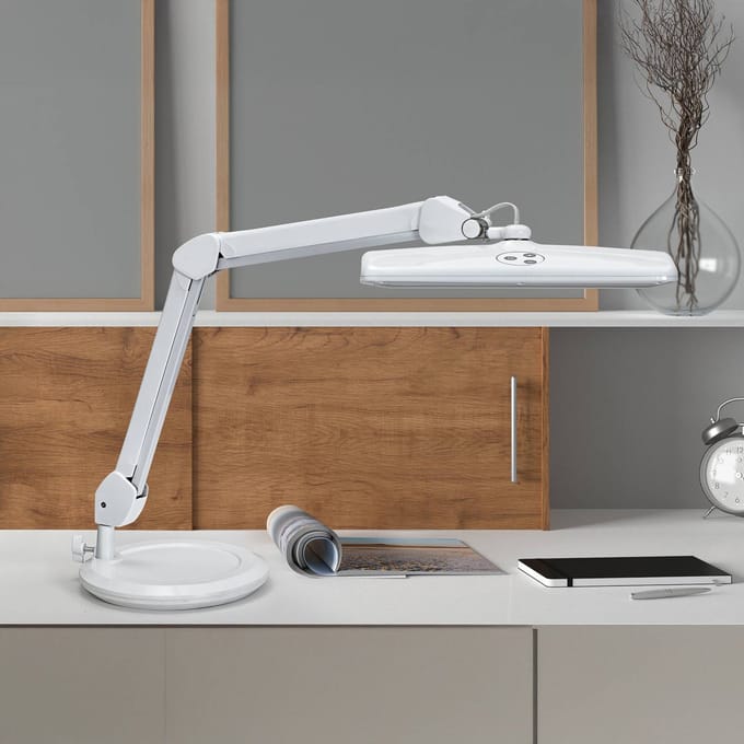 MAULintro Bureaulamp - LED - Kunststof/Metaal - Wit - Dimbaar - Kantelbare Arm - Tafellamp
