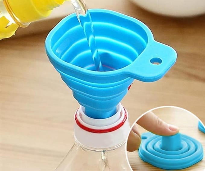 *** 2x Handzame Opvouwbare Siliconen Mini Trechter 6cm Doorsnede - Inklapbaar Keuken Hulp Tool - van Heble® ***