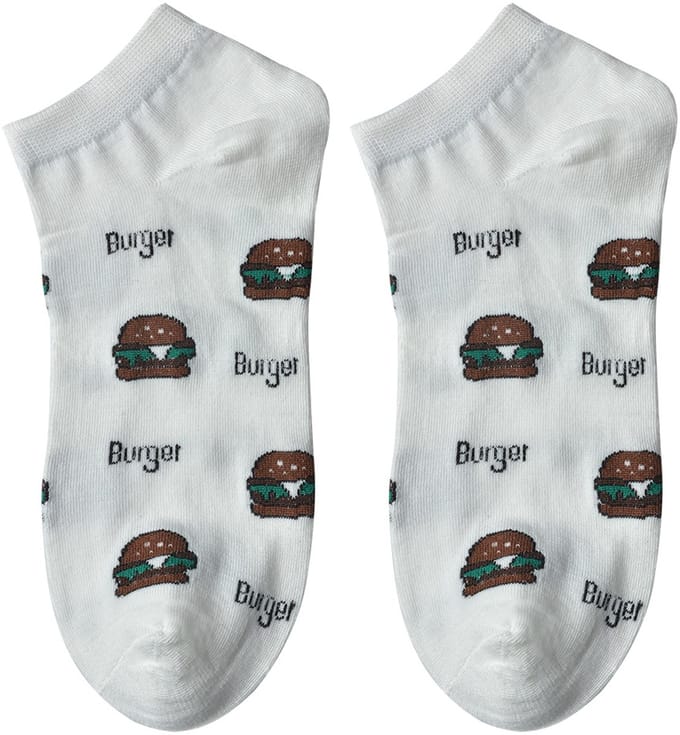 Clayre & Eef Grappige Sokken one size Wit Polyester Hamburgers