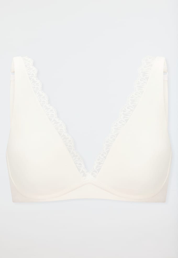 Voorgevormde beha zonder beugels, kant, off-white - Unique Cotton 85B