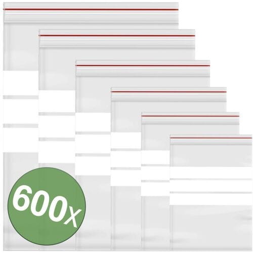 Quadrios Hersluitbare zak met etiketstrook Transparant Polyethyleen Bag 600 stuk(s)