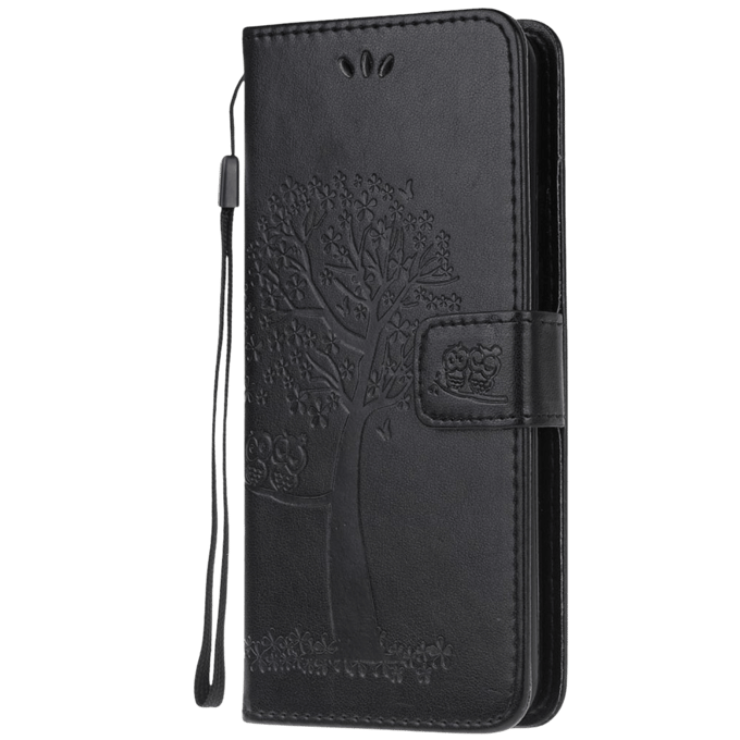 Comfycase Samsung Galaxy A12 Bookcase Hoesje Uiltjes Zwart