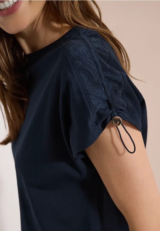 Shirt met rimpels in effen kleur