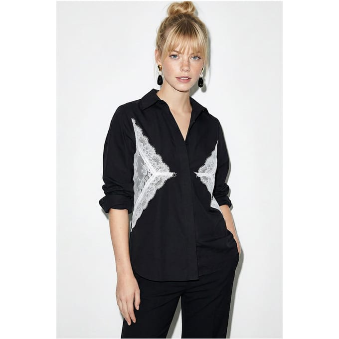 Knoopsluiting Overhemd met Kantdetails