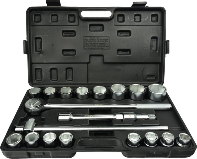 GEKO Dopsleutelset - 6-punts - 19-50 mm - 21-delig - Chroom Vanadium