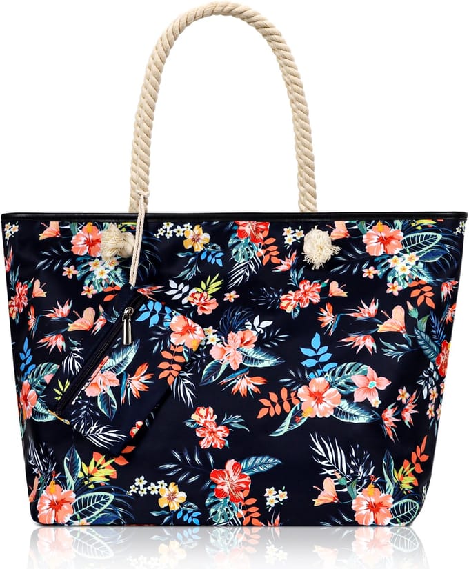TAN.TOMI Strandtas met rits - Schoudertas - Grote beachbag - Gestreep - Waterafstotend Materiaal